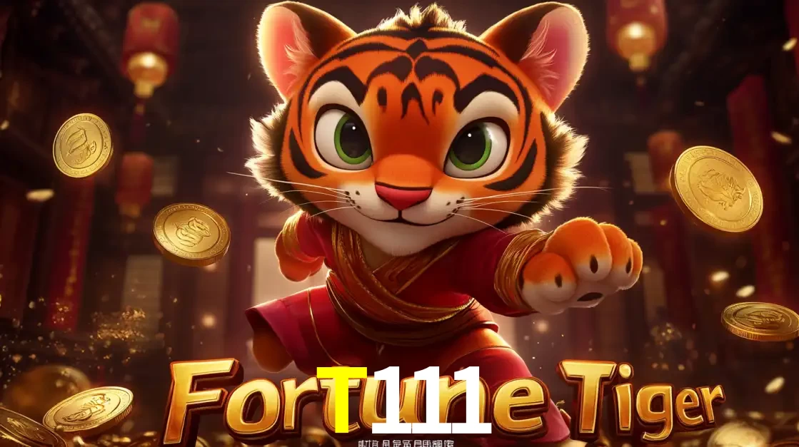 O carismático mascote do jogo de slot Fortune Tiger, um tigre fofo em pose de artes marciais, pronto para trazer sorte e multiplicadores de ganhos no cassino online T111.