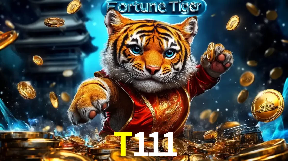 Imagem promocional do jogo de slot Fortune Tiger, com um tigre majestoso em traje tradicional cercado por uma fortuna em moedas de ouro, disponível agora no cassino T111.